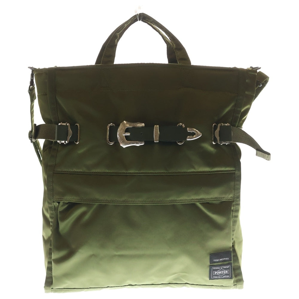 TOGA(トーガ) ×PORTER SHOULDER TOTE BAG ポーター 2WAY ショルダー ナイロン トートバッグ ハンドバッグ カーキ TC252-AG511 シルバー金具 レディース