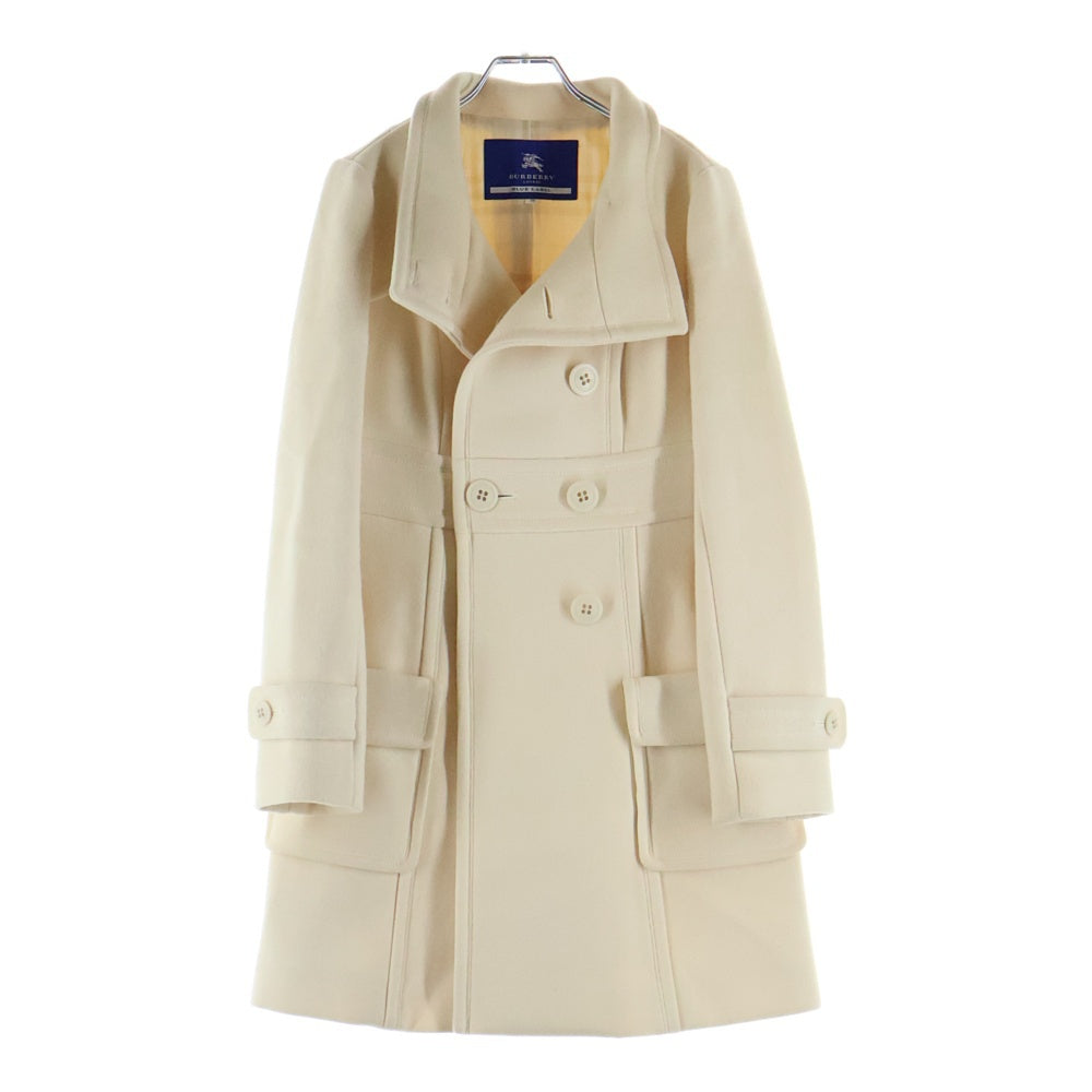 BURBERRY BLUE LABEL(バーバリーブルーレーベル) 裏地チェック柄 スタンドカラー ロングコート ホワイト レディース FNF20-806-02