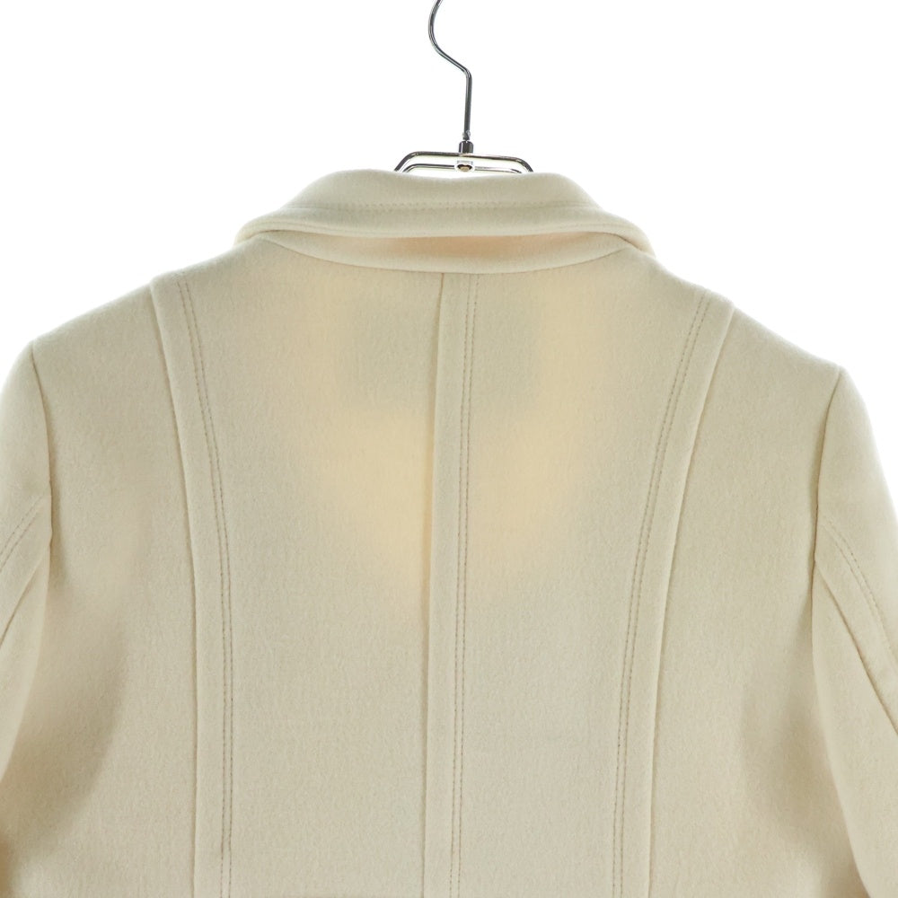 BURBERRY BLUE LABEL(バーバリーブルーレーベル) 裏地チェック柄 スタンドカラー ロングコート ホワイト レディース FNF20-806-02