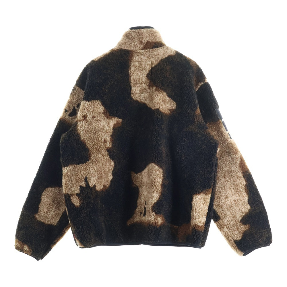 SUPREME(シュプリーム) 21AW ×The North Face Bleached Denim Print Fleece Jacket ノースフェイス ブリーチデザイン ジップアップ フリース ジャケット 総柄 ブラウン NA52100I