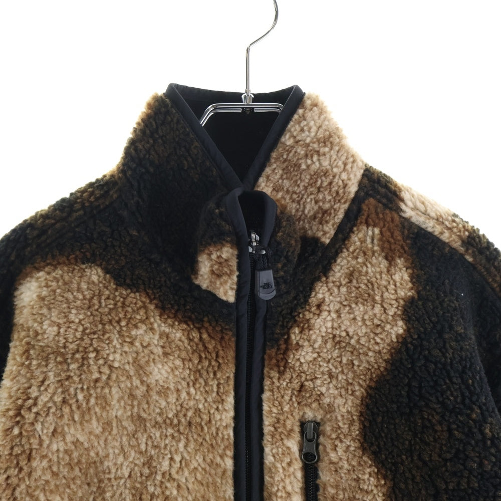 SUPREME(シュプリーム) 21AW ×The North Face Bleached Denim Print Fleece Jacket ノースフェイス ブリーチデザイン ジップアップ フリース ジャケット 総柄 ブラウン NA52100I
