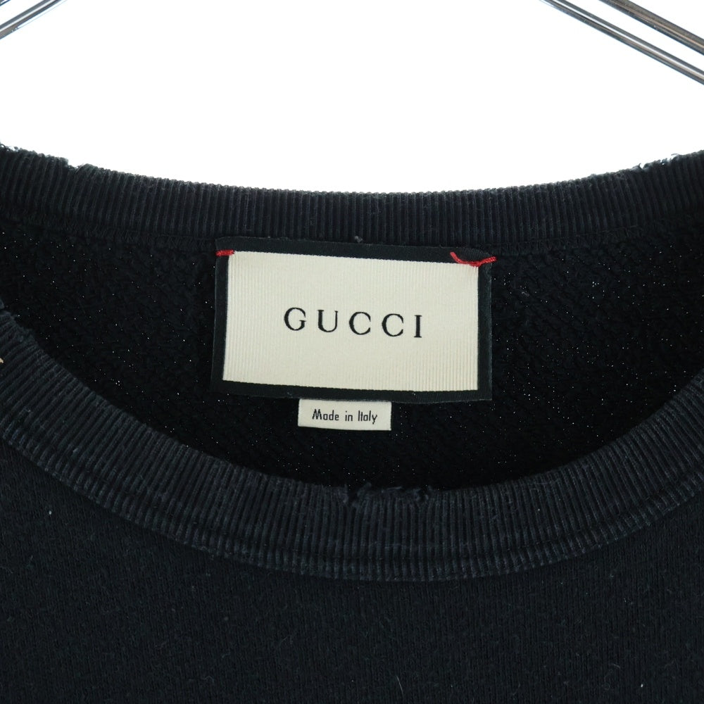 GUCCI(グッチ) フロントプリント クルーネックプルオーバー スウェットトレーナー ブラック 454569-X5J57
