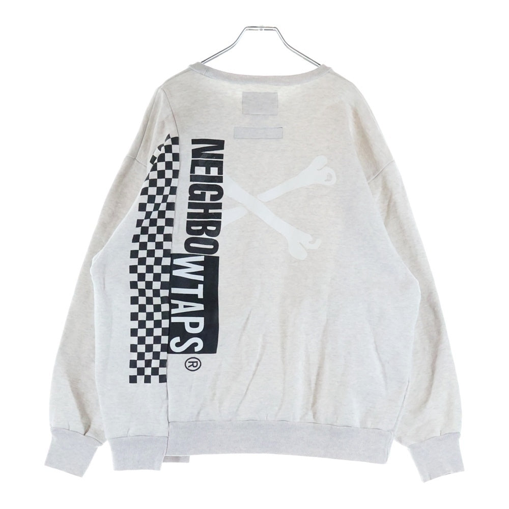 WTAPS(ダブルタップス) 19AW × NEIGHBORHOOD RIPPER CREW NECK ネイバーフッド リッパー アシンメトリー バックプリント クルーネックスウェットトレーナー グレー 192ATNHD-CSM02S