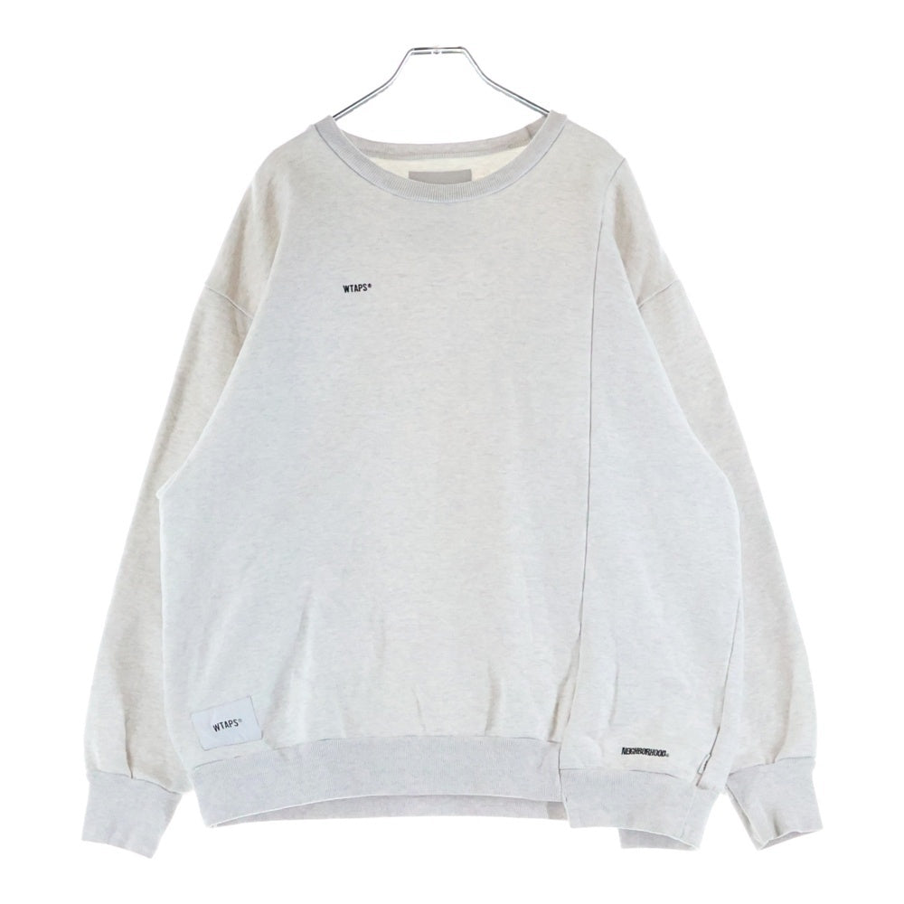 WTAPS(ダブルタップス) 19AW × NEIGHBORHOOD RIPPER CREW NECK ネイバーフッド リッパー アシンメトリー バックプリント クルーネックスウェットトレーナー グレー 192ATNHD-CSM02S