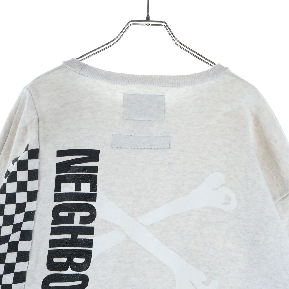 WTAPS(ダブルタップス) 19AW × NEIGHBORHOOD RIPPER CREW NECK ネイバーフッド リッパー アシンメトリー バックプリント クルーネックスウェットトレーナー グレー 192ATNHD-CSM02S