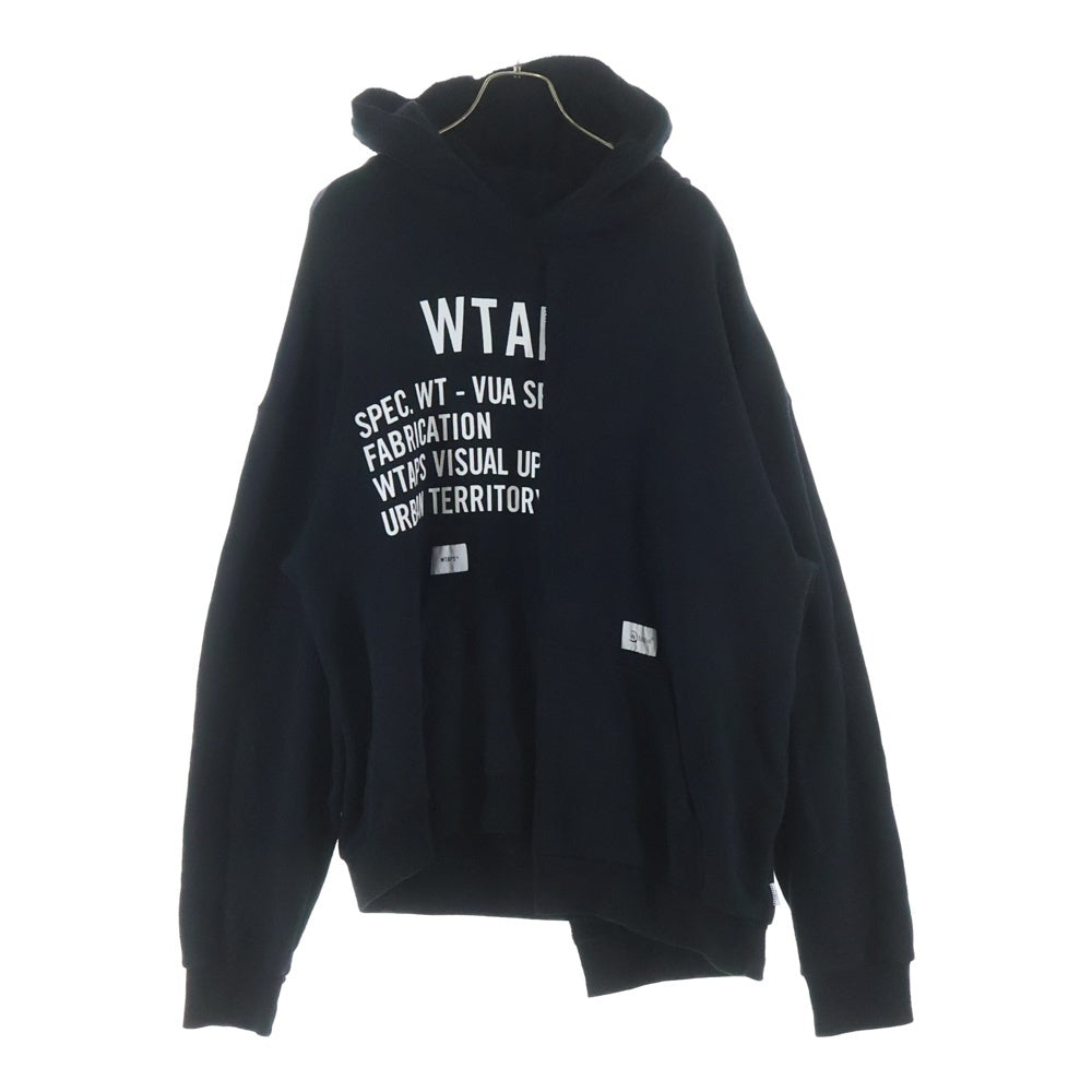 WTAPS(ダブルタップス) 21SS RAGS HOODED ラグス カンガルーポケット アシンメトリー プルオーバースウェットパーカー ブラック 211ATDT-CSM39