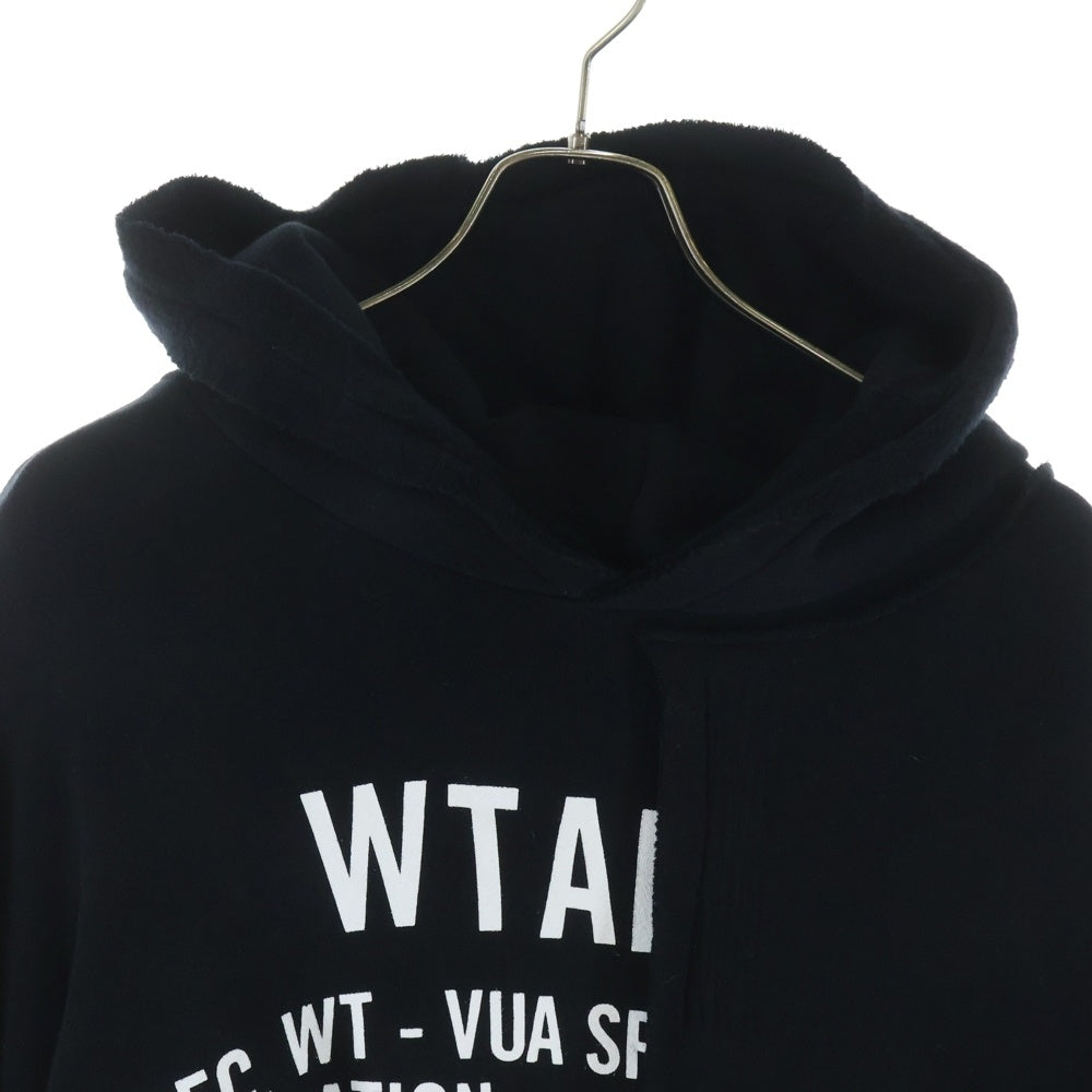 WTAPS(ダブルタップス) 21SS RAGS HOODED ラグス カンガルーポケット アシンメトリー プルオーバースウェットパーカー ブラック 211ATDT-CSM39