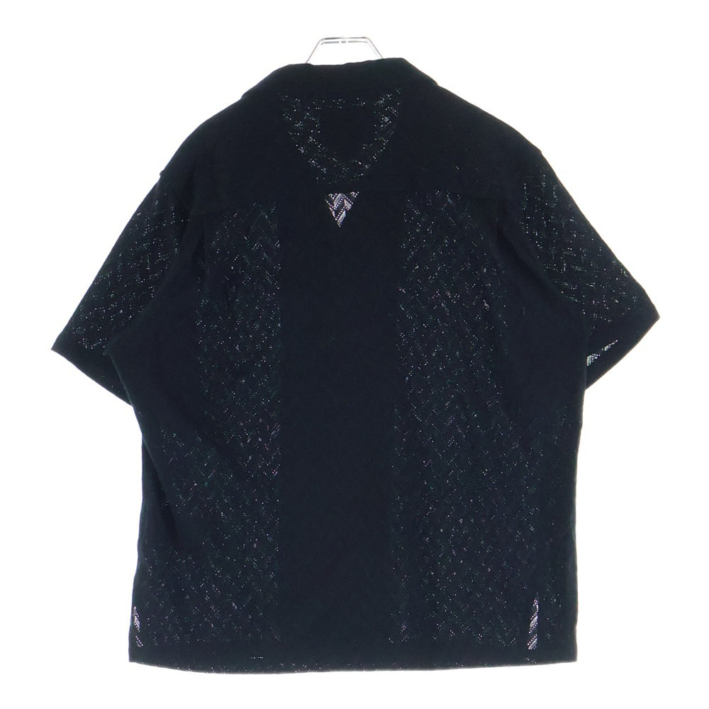 WTAPS(ダブルタップス) 25SS TXT SS CTPL HERRINGBONE TEXTILE 襟付き メッシュヘリンボーン 半袖シャツ ブラック 251TQDT-SHM08