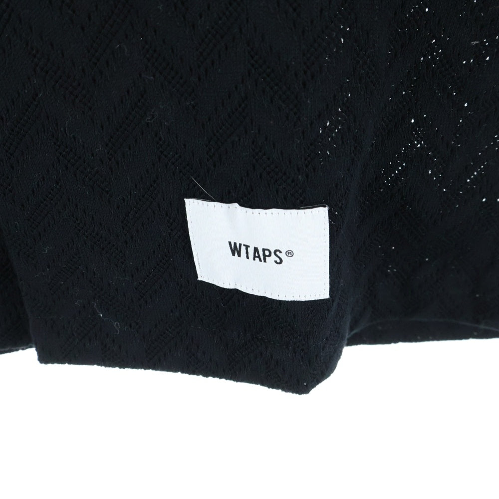 WTAPS(ダブルタップス) 25SS TXT SS CTPL HERRINGBONE TEXTILE 襟付き メッシュヘリンボーン 半袖シャツ ブラック 251TQDT-SHM08