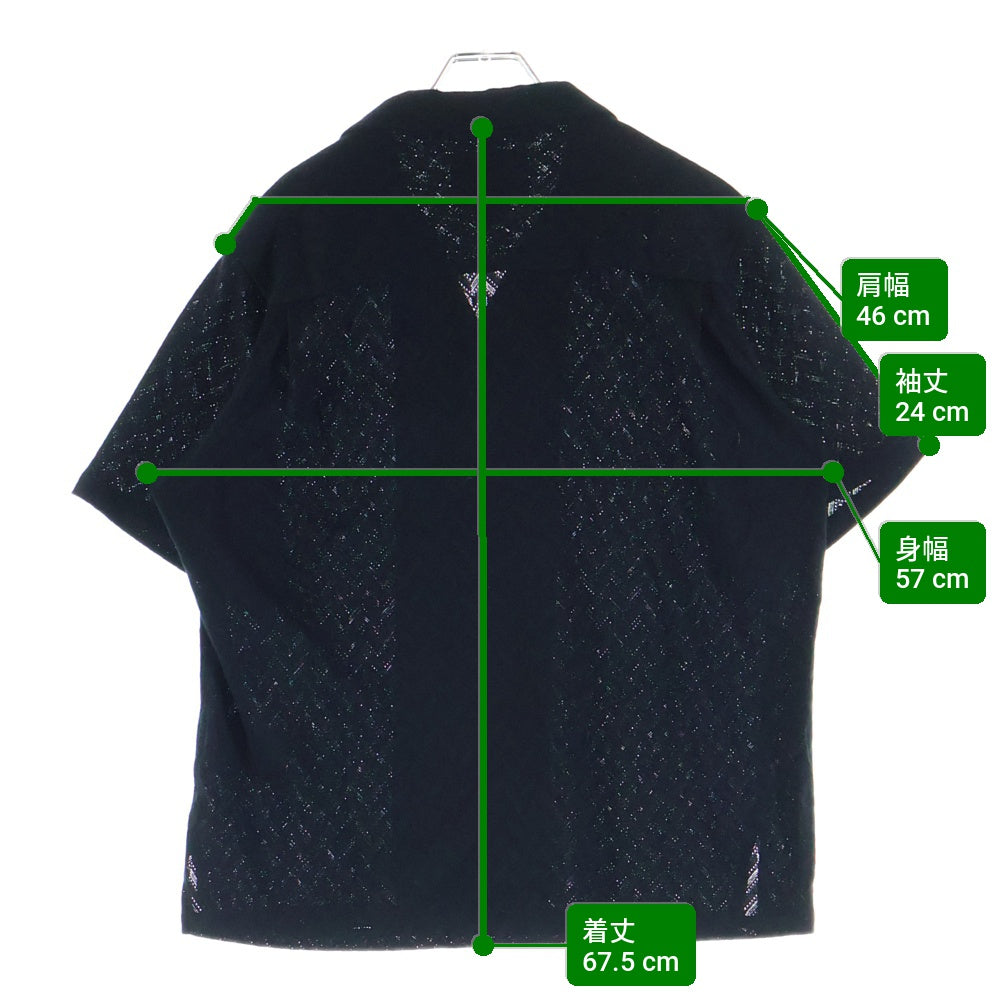 WTAPS(ダブルタップス) 25SS TXT SS CTPL HERRINGBONE TEXTILE 襟付き メッシュヘリンボーン 半袖シャツ ブラック 251TQDT-SHM08