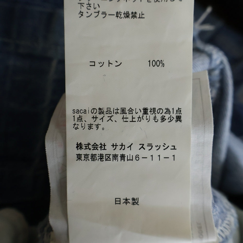 Sacai(サカイ) 再構築デニム バックジッパー 半袖 ミニワンピース レディース インディゴ 16-02692