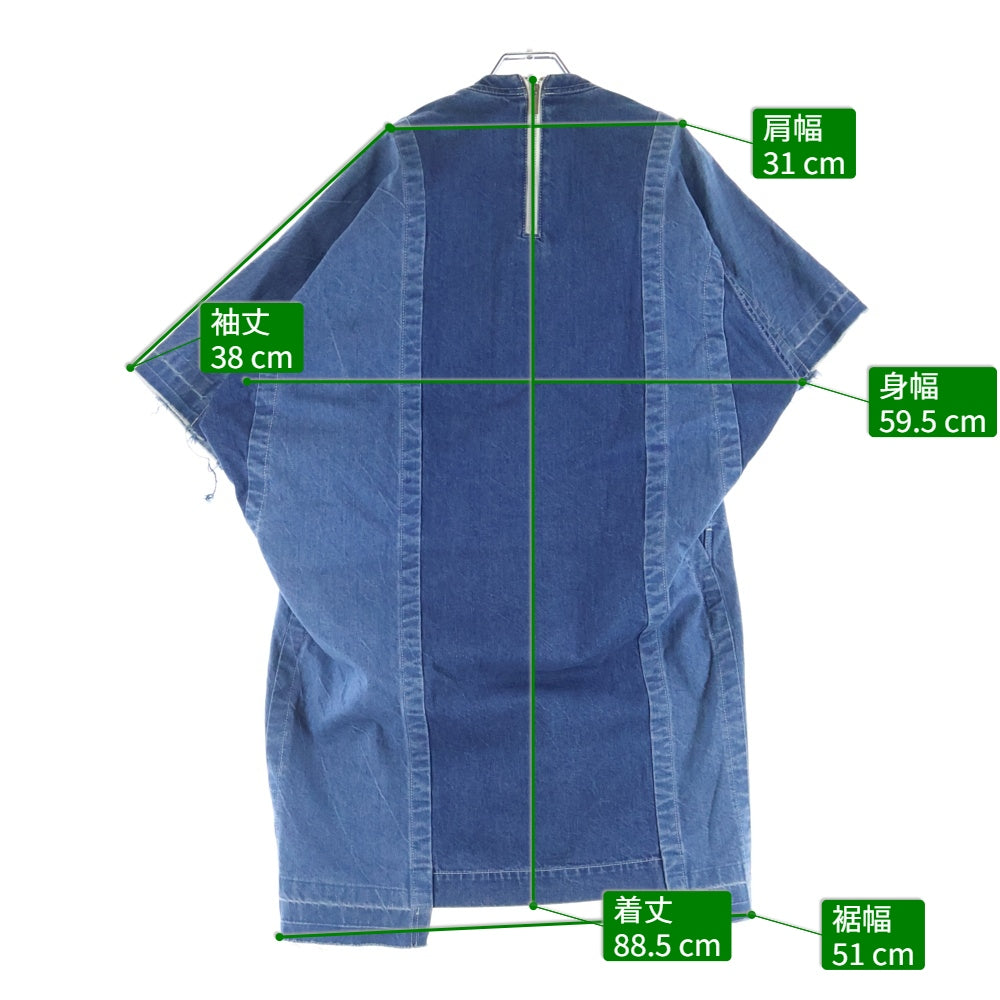 Sacai(サカイ) 再構築デニム バックジッパー 半袖 ミニワンピース レディース インディゴ 16-02692