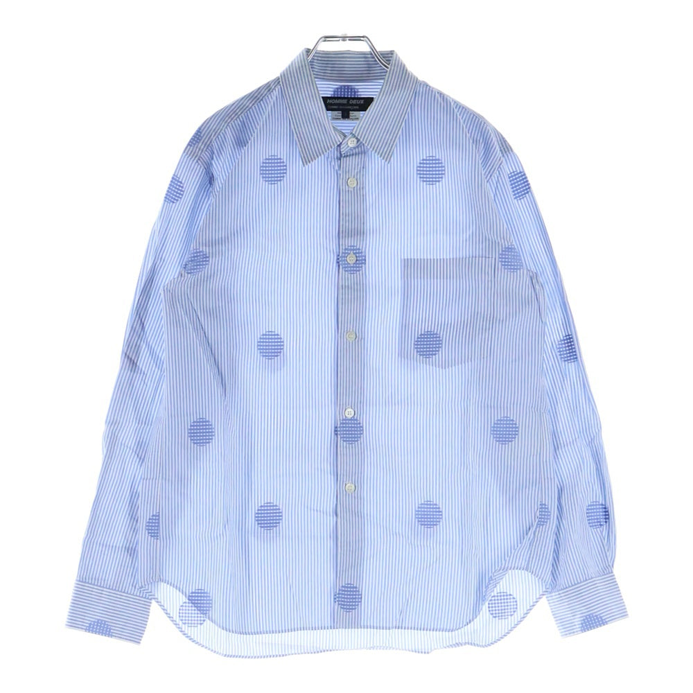 COMME des GARCONS HOMME DEUX(コムデギャルソン オムドゥ) 19AW AD2019 ストライプ 水玉 長袖 シャツ ブルー DD‐B037