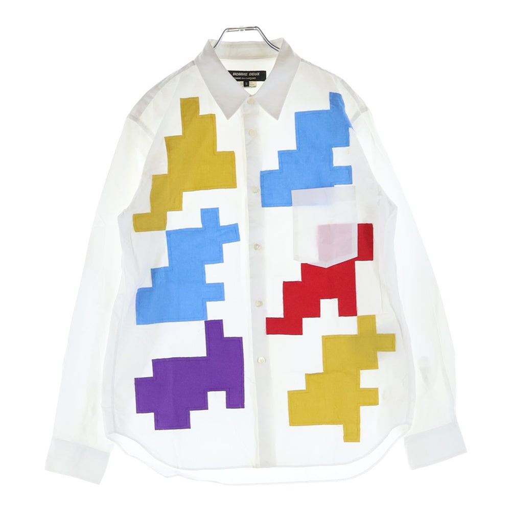 COMME des GARCONS HOMME DEUX(コムデギャルソン オムドゥ) 24SS AD2023 パッチワーク 長袖 シャツ ホワイト/マルチ DM‐B046
