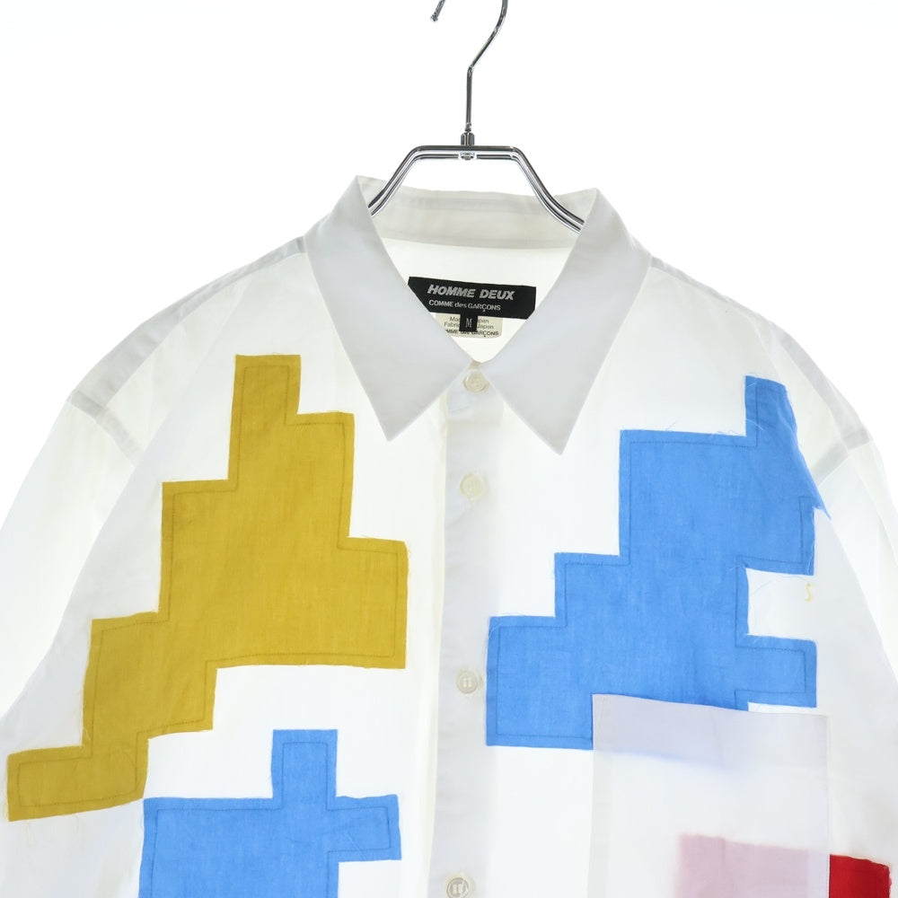 COMME des GARCONS HOMME DEUX(コムデギャルソン オムドゥ) 24SS AD2023 パッチワーク 長袖 シャツ ホワイト/マルチ DM‐B046