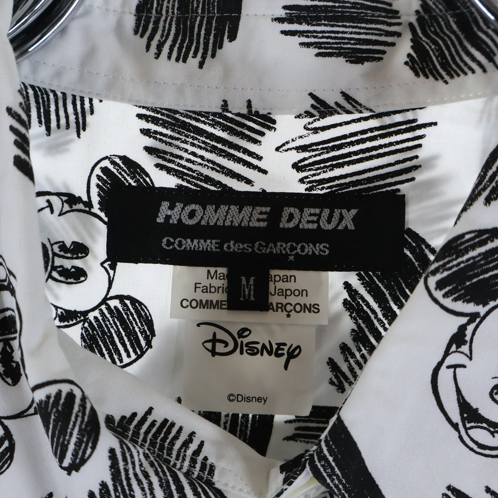 COMME des GARCONS HOMME DEUX(コムデギャルソン オムドゥ) 22SS AD2021 × DISNEY mickey mouse ディズニー ミッキーマウス 総柄 長袖 シャツ ホワイト/ブラック DI‐B035