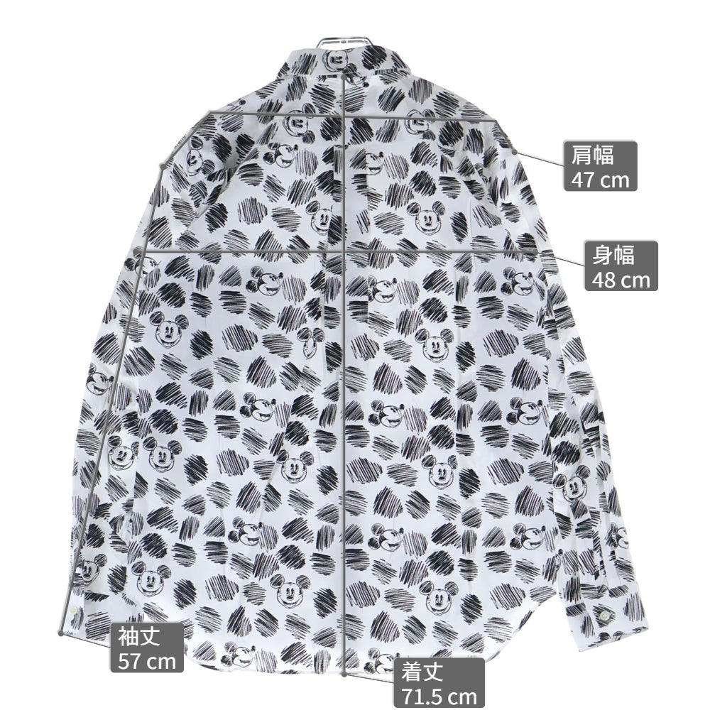 COMME des GARCONS HOMME DEUX(コムデギャルソン オムドゥ) 22SS AD2021 × DISNEY mickey mouse ディズニー ミッキーマウス 総柄 長袖 シャツ ホワイト/ブラック DI‐B035