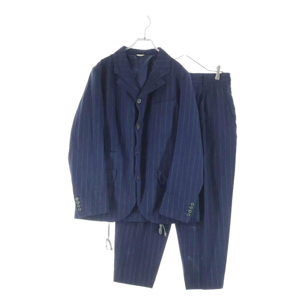 COMME des GARCONS HOMME DEUX(コムデギャルソン オムドゥ) 20SS AD2019 ポリ縮絨 セットアップ スーツ 製品染め ドローコード テーラード ジャケット 1タック テーパードパンツ ネイビーDE-J034/DE-P034