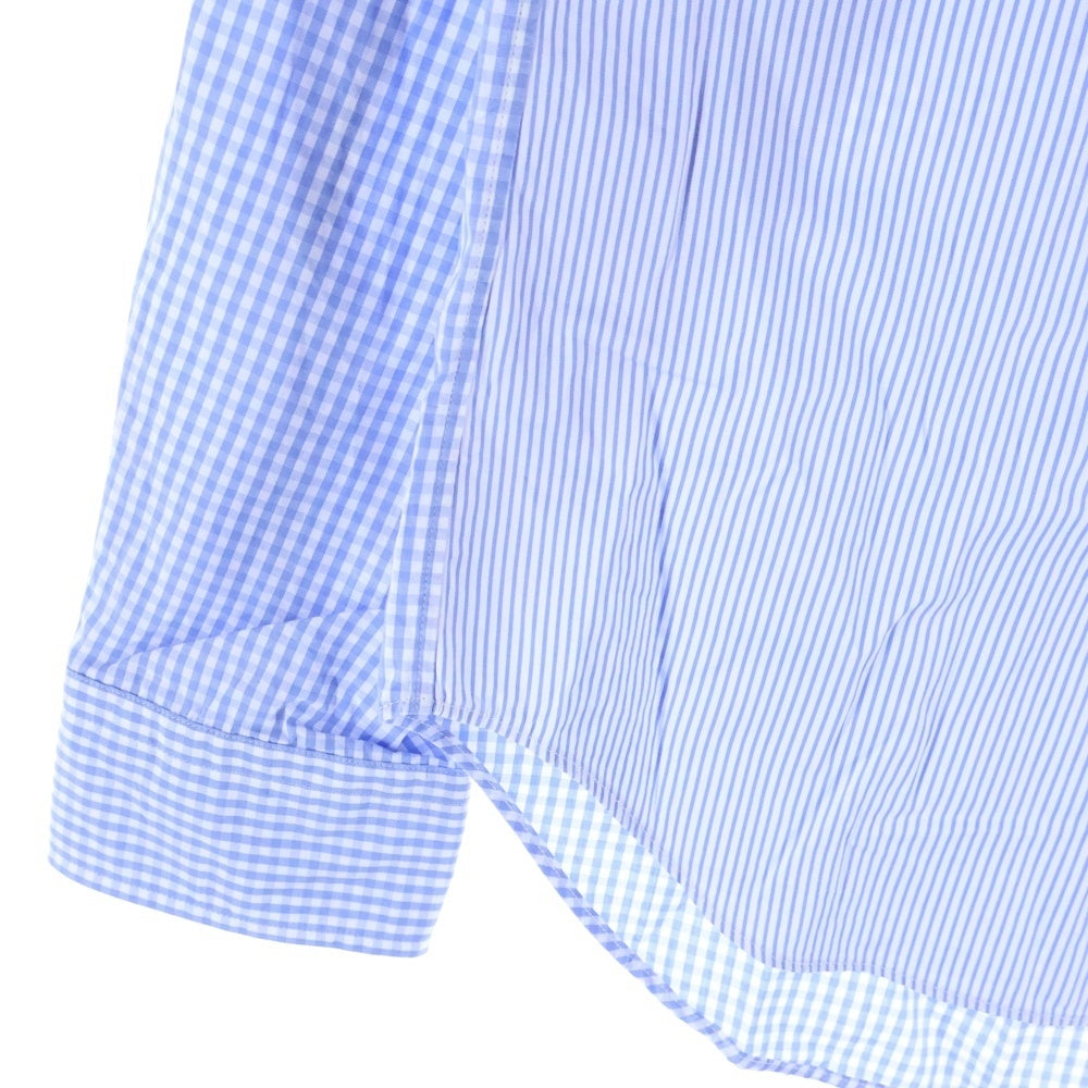 COMME des GARCONS HOMME DEUX(コムデギャルソン オムドゥ) 24AW AD2024 ストライプ切替 チェック 長袖 シャツ ブルー DN‐B031