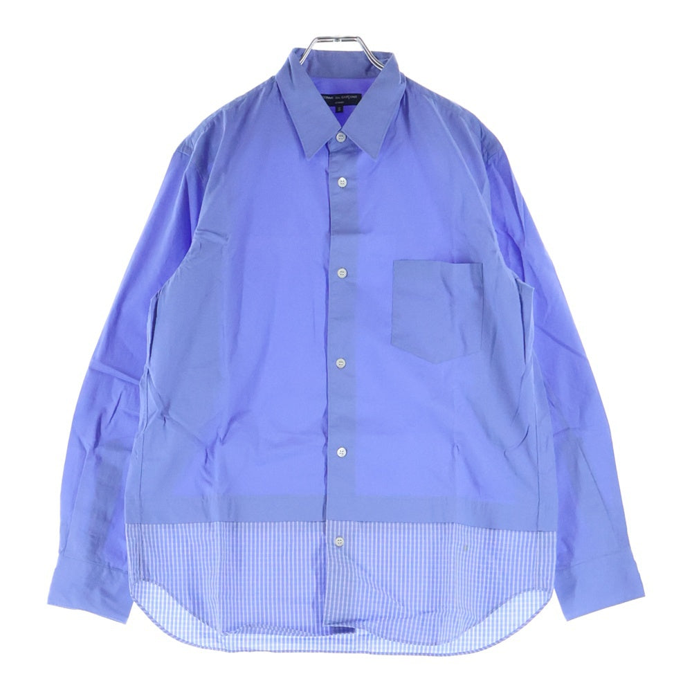 COMME des GARCONS HOMME(コムデギャルソンオム) AD2020 裾切替 パッチワーク 長袖 シャツ ブルー HG‐B016