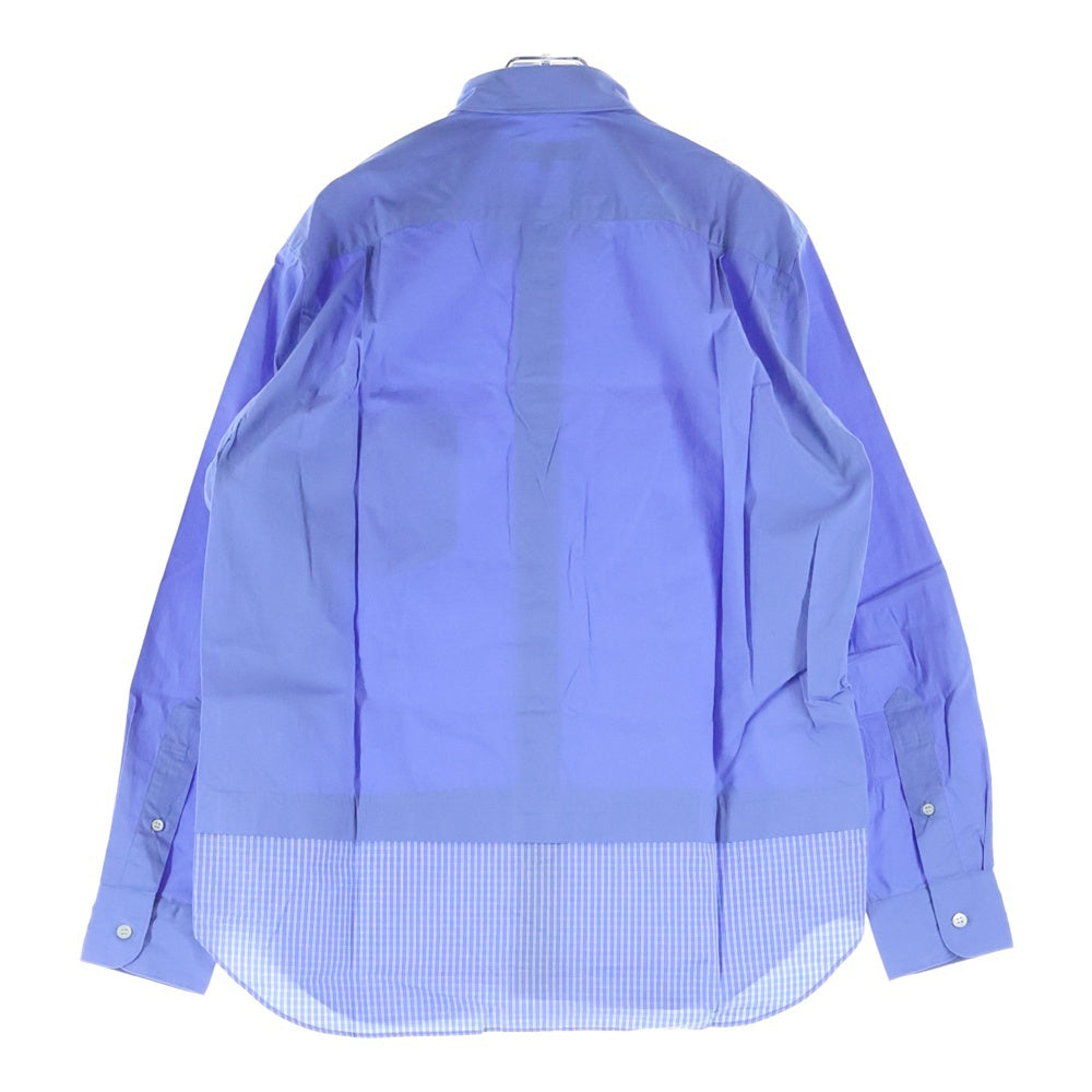 COMME des GARCONS HOMME(コムデギャルソンオム) AD2020 裾切替 パッチワーク 長袖 シャツ ブルー HG‐B016