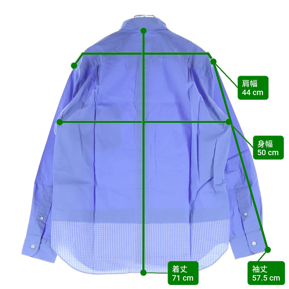 COMME des GARCONS HOMME(コムデギャルソンオム) AD2020 裾切替 パッチワーク 長袖 シャツ ブルー HG‐B016