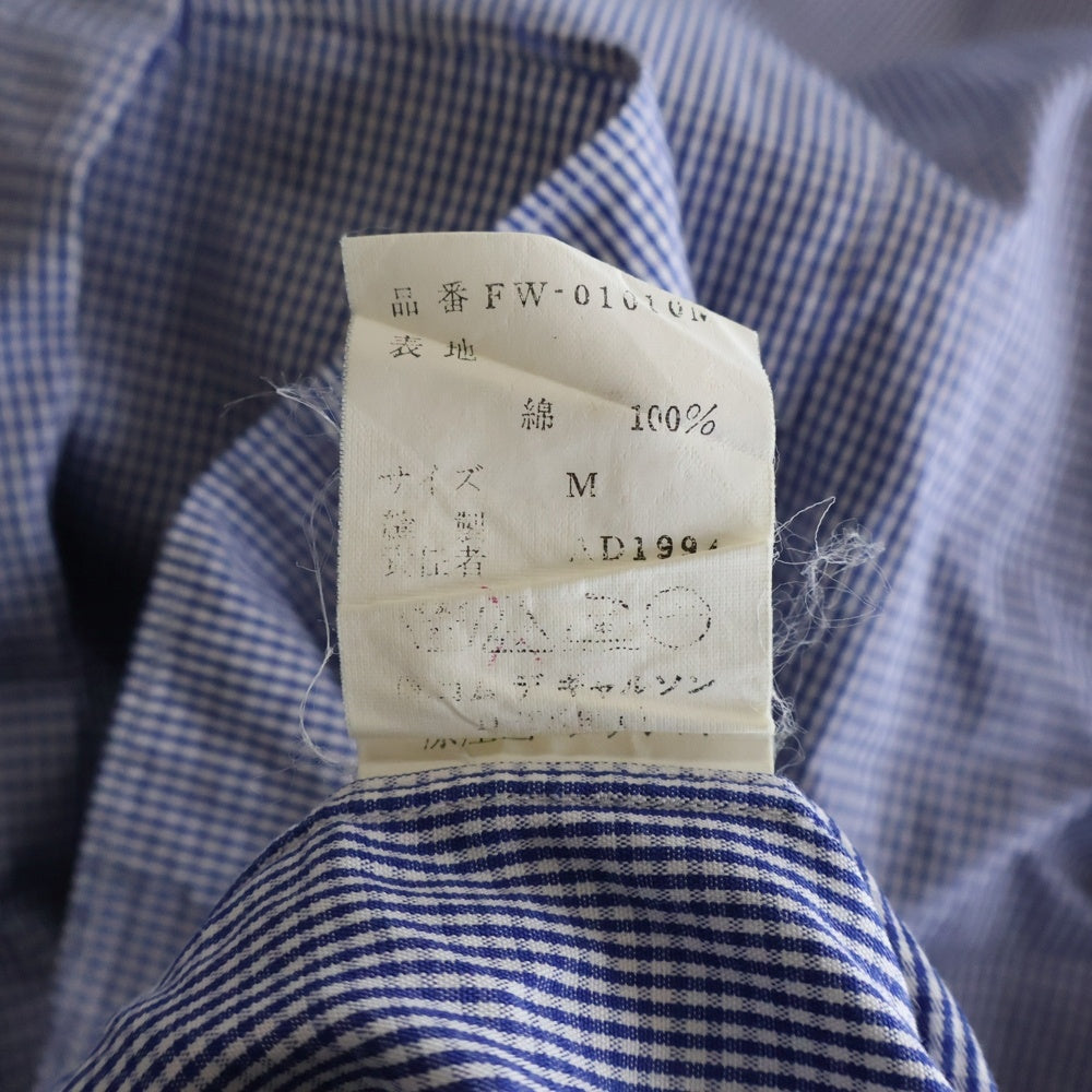 COMME des GARCONS SHIRT(コムデギャルソンシャツ) 95SS AD1994 長袖ギンガムチェックボタンシャツ ブルー FW-01010M