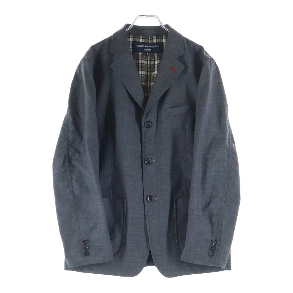 COMME des GARCONS HOMME(コムデギャルソンオム) 18AW AD2018 裏地チェック 3Bウールテーラードジャケット グレー HB-J019