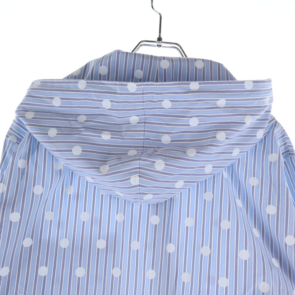 COMME des GARCONS HOMME DEUX(コムデギャルソン オムドゥ) 23SS AD2022 水玉模様 フード付長袖ストライプシャツ ブルー/ホワイト DK-B041