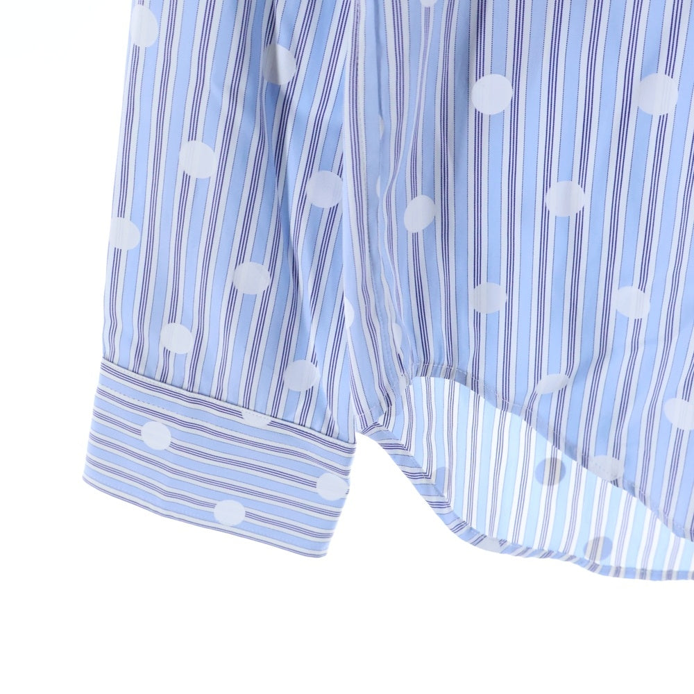 COMME des GARCONS HOMME DEUX(コムデギャルソン オムドゥ) 23SS AD2022 水玉模様 フード付長袖ストライプシャツ ブルー/ホワイト DK-B041