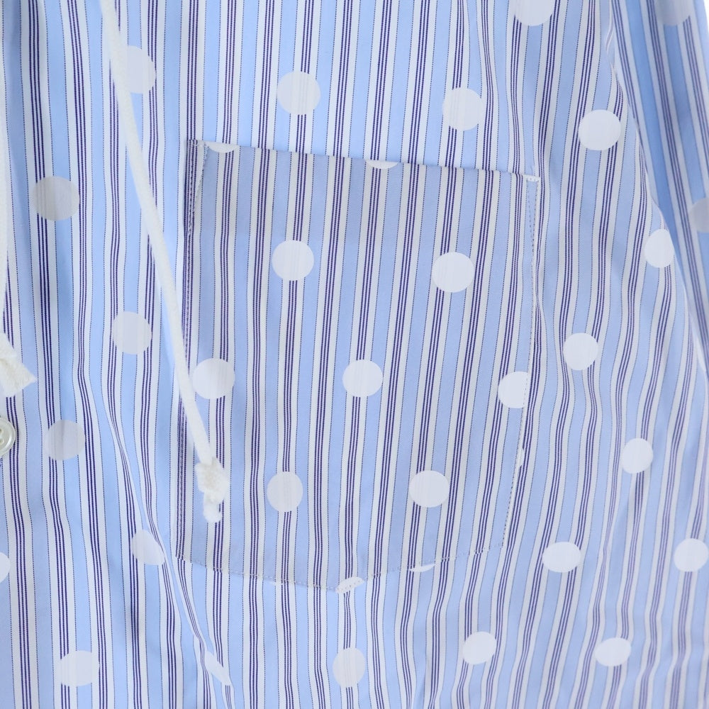 COMME des GARCONS HOMME DEUX(コムデギャルソン オムドゥ) 23SS AD2022 水玉模様 フード付長袖ストライプシャツ ブルー/ホワイト DK-B041