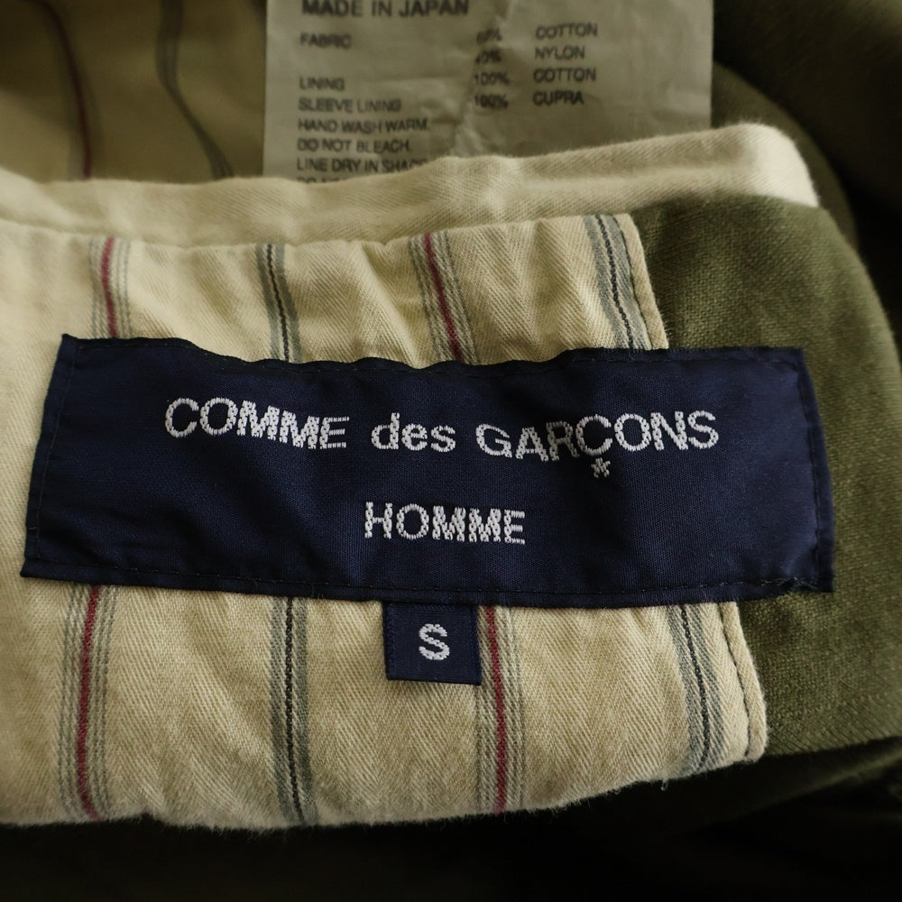 COMME des GARCONS HOMME(コムデギャルソンオム) 20AW AD2020 ドッキング コーデュロイ切り替え シングルテーラードジャケット カーキ HF-J006