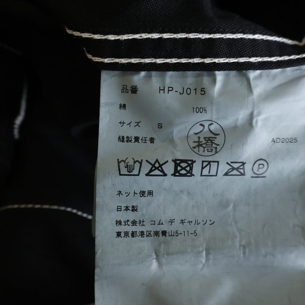COMME des GARCONS HOMME(コムデギャルソンオム) 24AW AD2024 パッチワーク ジップアップノーカラージャケット ブラック HN-T012
