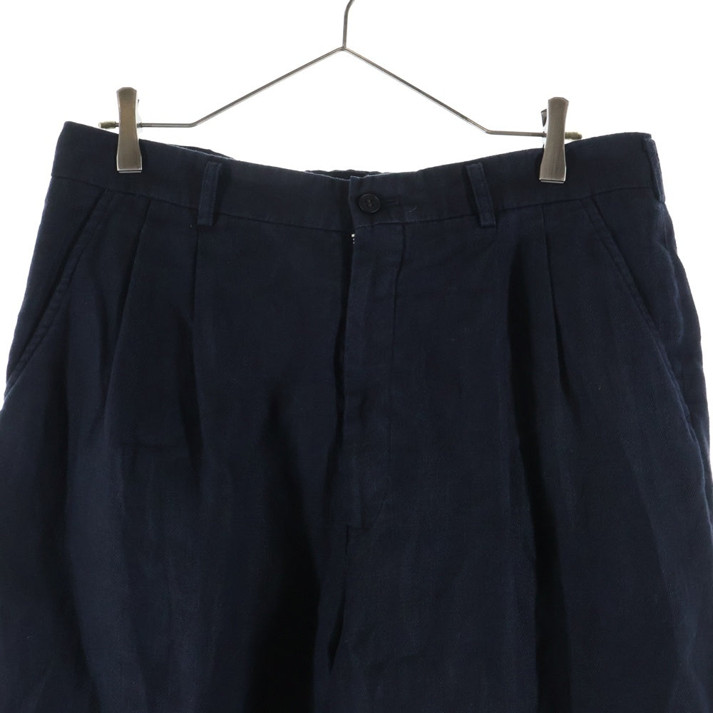 COMME des GARCONS HOMME(コムデギャルソンオム) 22SS AD2021 キュプラ混 2タック スラックスパンツ ネイビー HI-P020