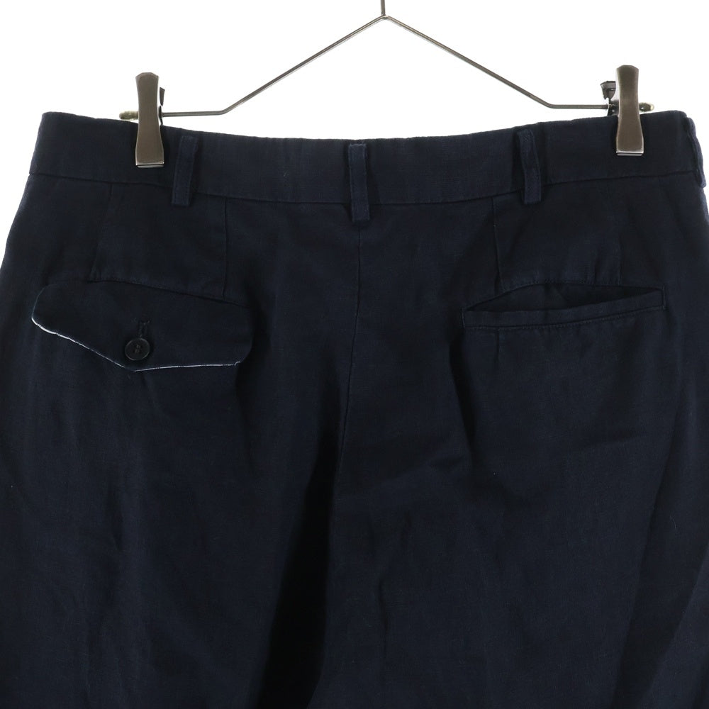 COMME des GARCONS HOMME(コムデギャルソンオム) 22SS AD2021 キュプラ混 2タック スラックスパンツ ネイビー HI-P020
