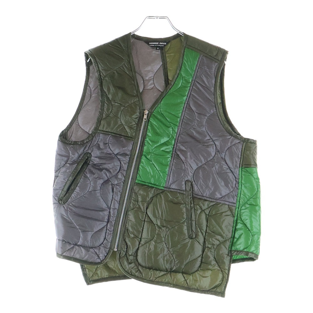 COMME des GARCONS HOMME DEUX(コムデギャルソン オムドゥ) 25AW AD2025 キルティング ジップアップナイロンベスト グレー/カーキ DP-V021