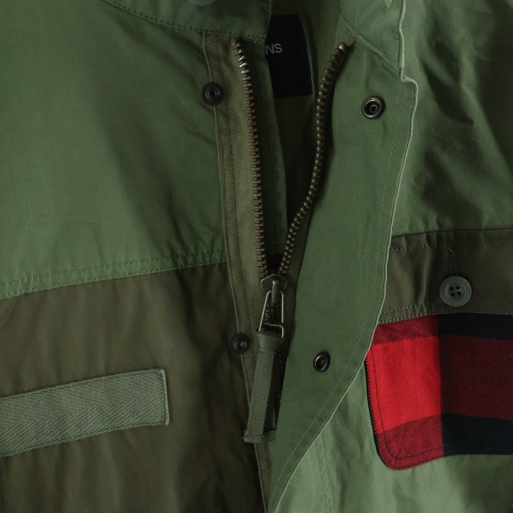 COMME des GARCONS HOMME(コムデギャルソンオム) 23AW AD2023 異素材パッチワーク加工 モッズコート グリーン HL-C009