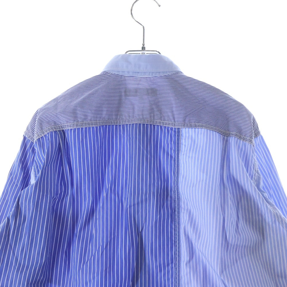COMME des GARCONS HOMME(コムデギャルソンオム) 20AW AD2020 パッチワーク加工 長袖ストライプシャツ ブルー HF-B008