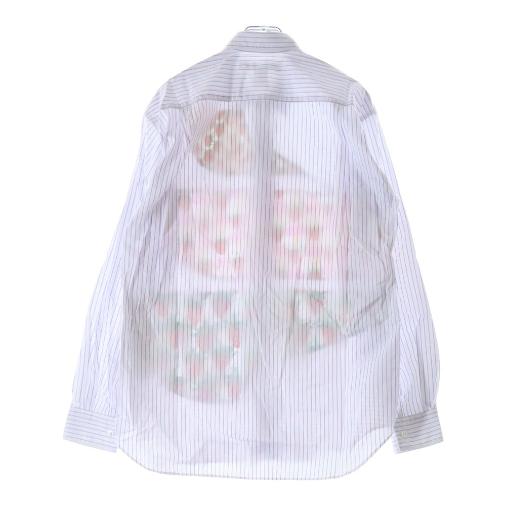 COMME des GARCONS SHIRT(コムデギャルソンシャツ) 23SS ×Brett Westfall ブレット・ウェストフォール イチゴ柄ドッキング 長袖ストライプシャツ ホワイト/ブルー FK-B003
