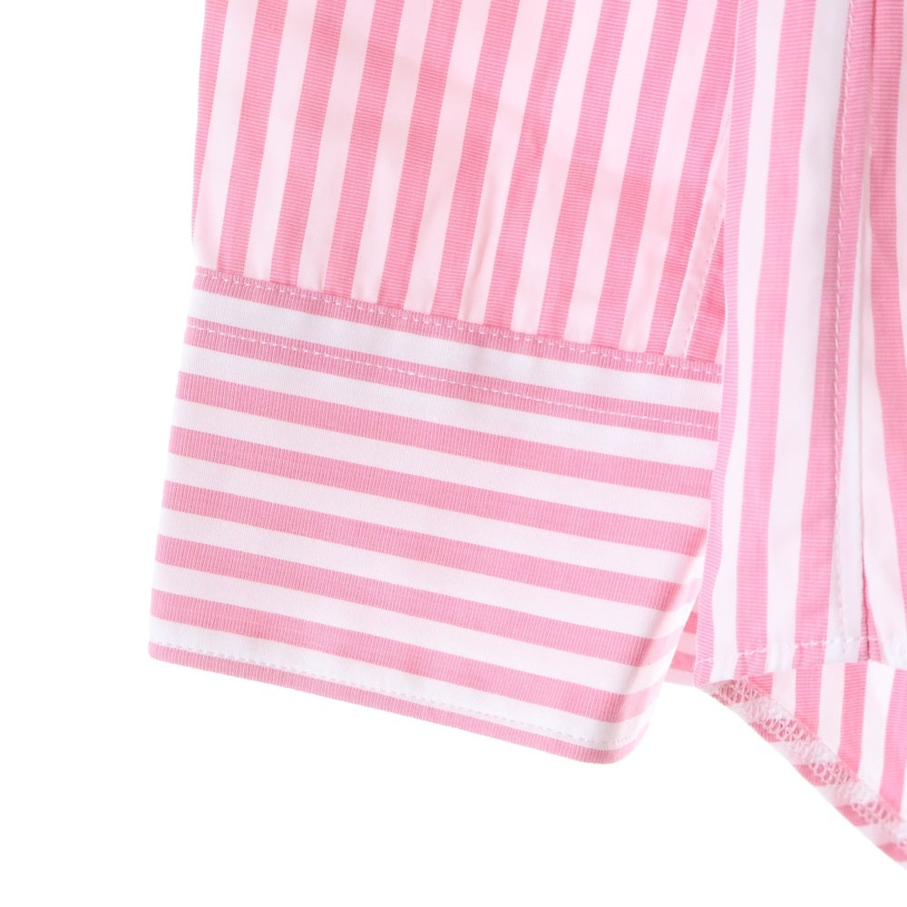 COMME des GARCONS SHIRT(コムデギャルソンシャツ) 22AW フロントカットオフ切替加工 長袖ストライプシャツ ピンク/ホワイト FJ-B015