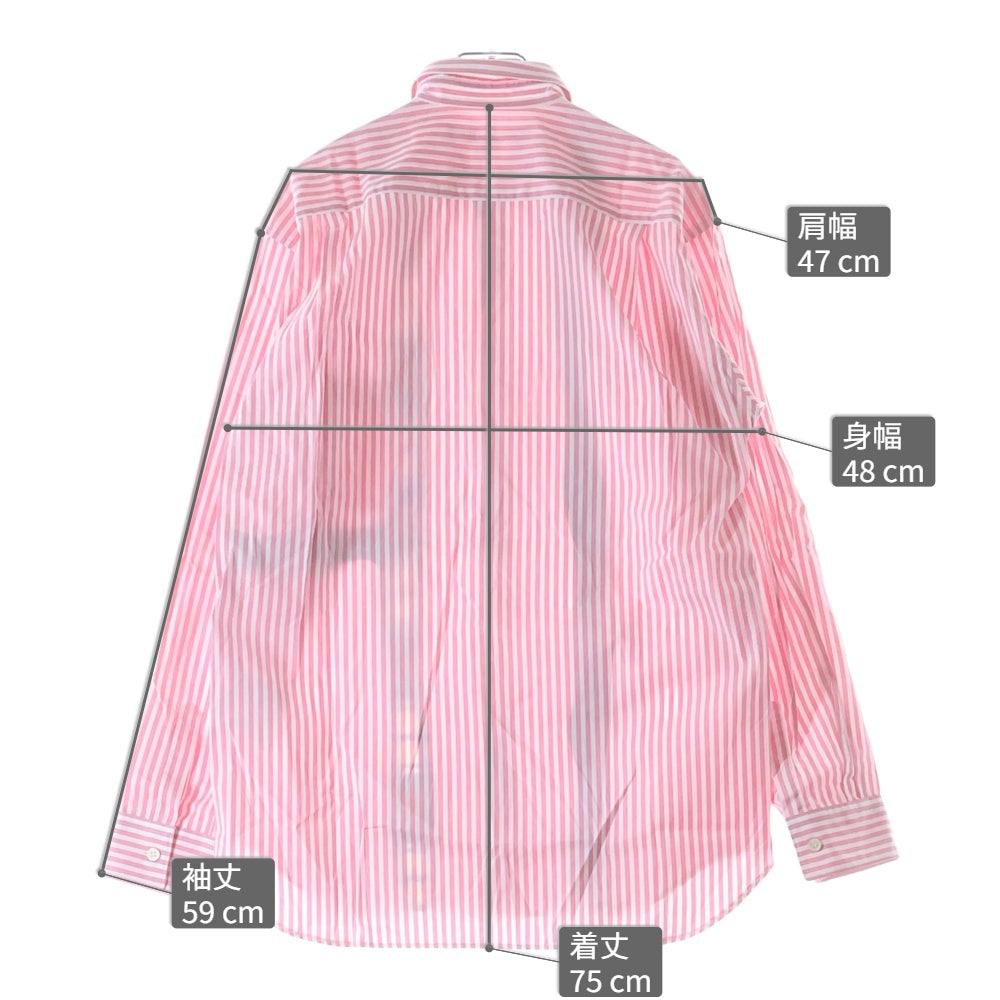 COMME des GARCONS SHIRT(コムデギャルソンシャツ) 22AW フロントカットオフ切替加工 長袖ストライプシャツ ピンク/ホワイト FJ-B015