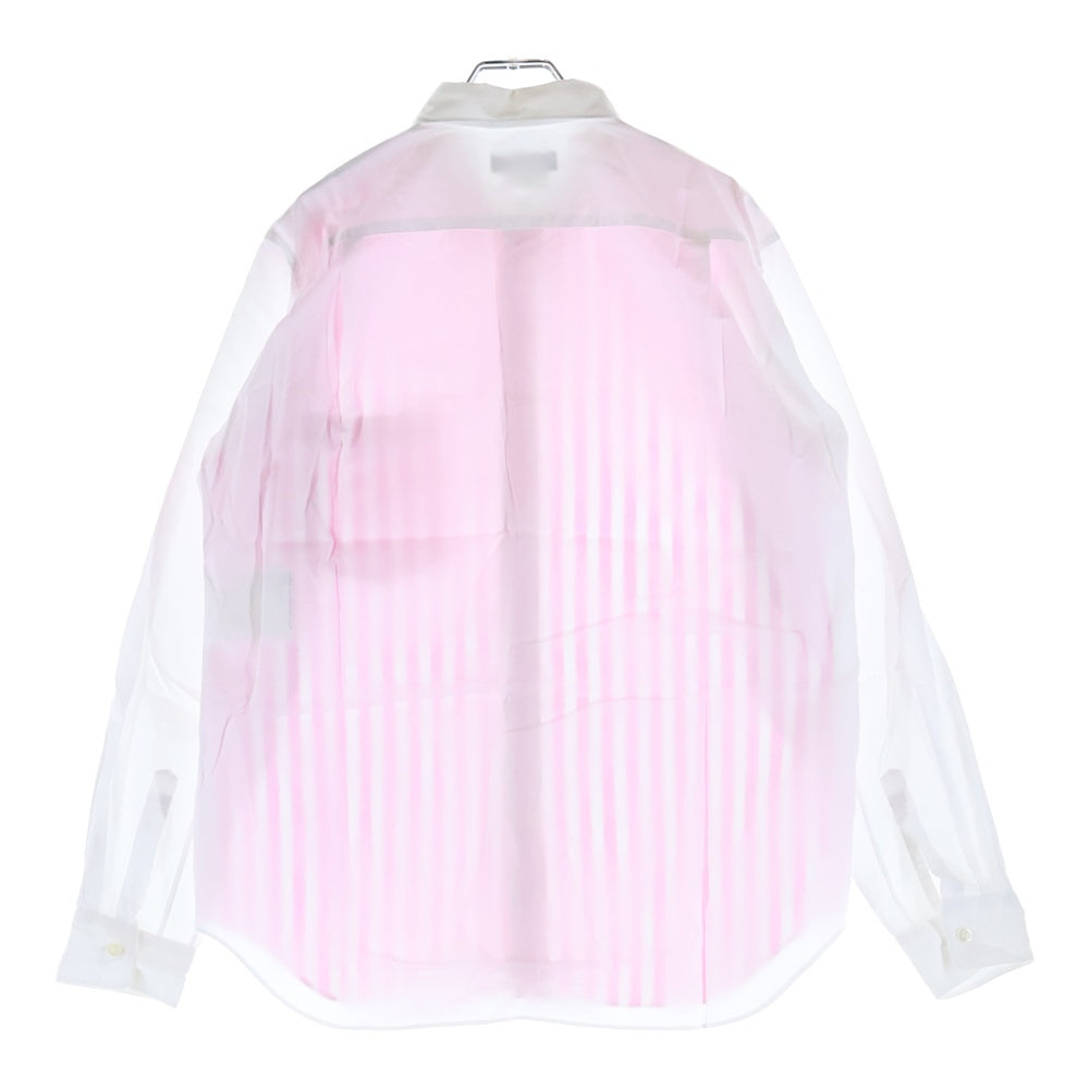 COMME des GARCONS HOMME PLUS(コムデギャルソンオムプリュス) 20SS AD2019 フロントストライプ切替 長袖ボタンシャツ ピンク/ホワイト PE-B001