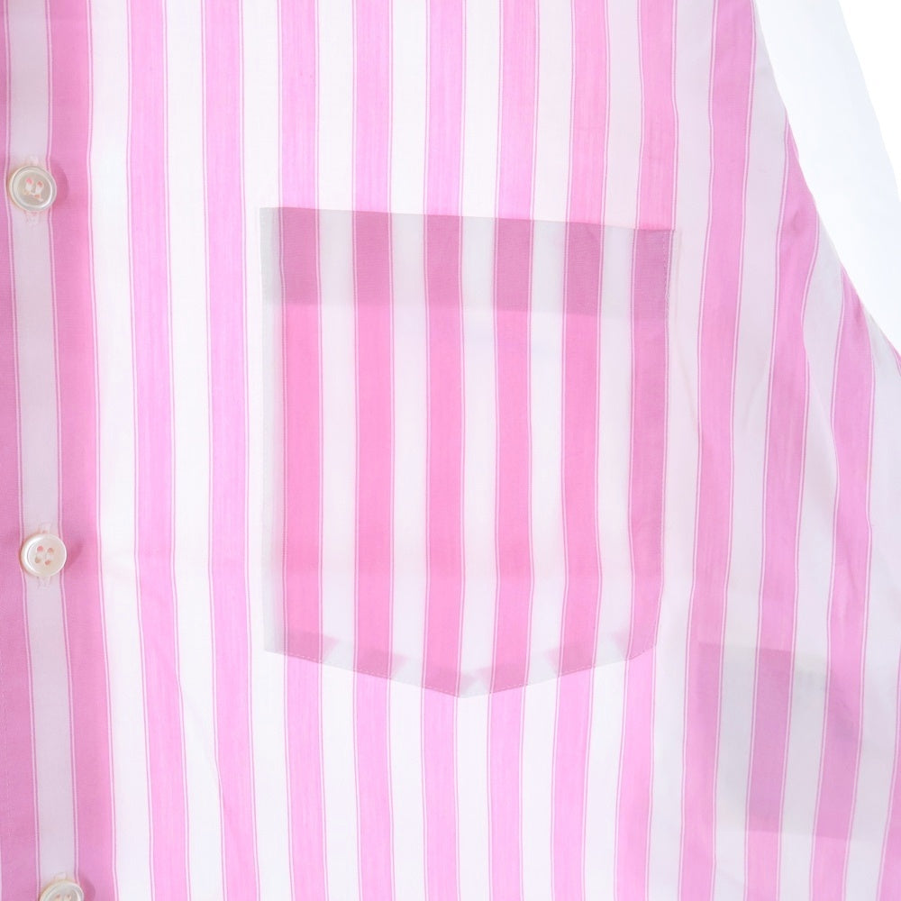 COMME des GARCONS HOMME PLUS(コムデギャルソンオムプリュス) 20SS AD2019 フロントストライプ切替 長袖ボタンシャツ ピンク/ホワイト PE-B001