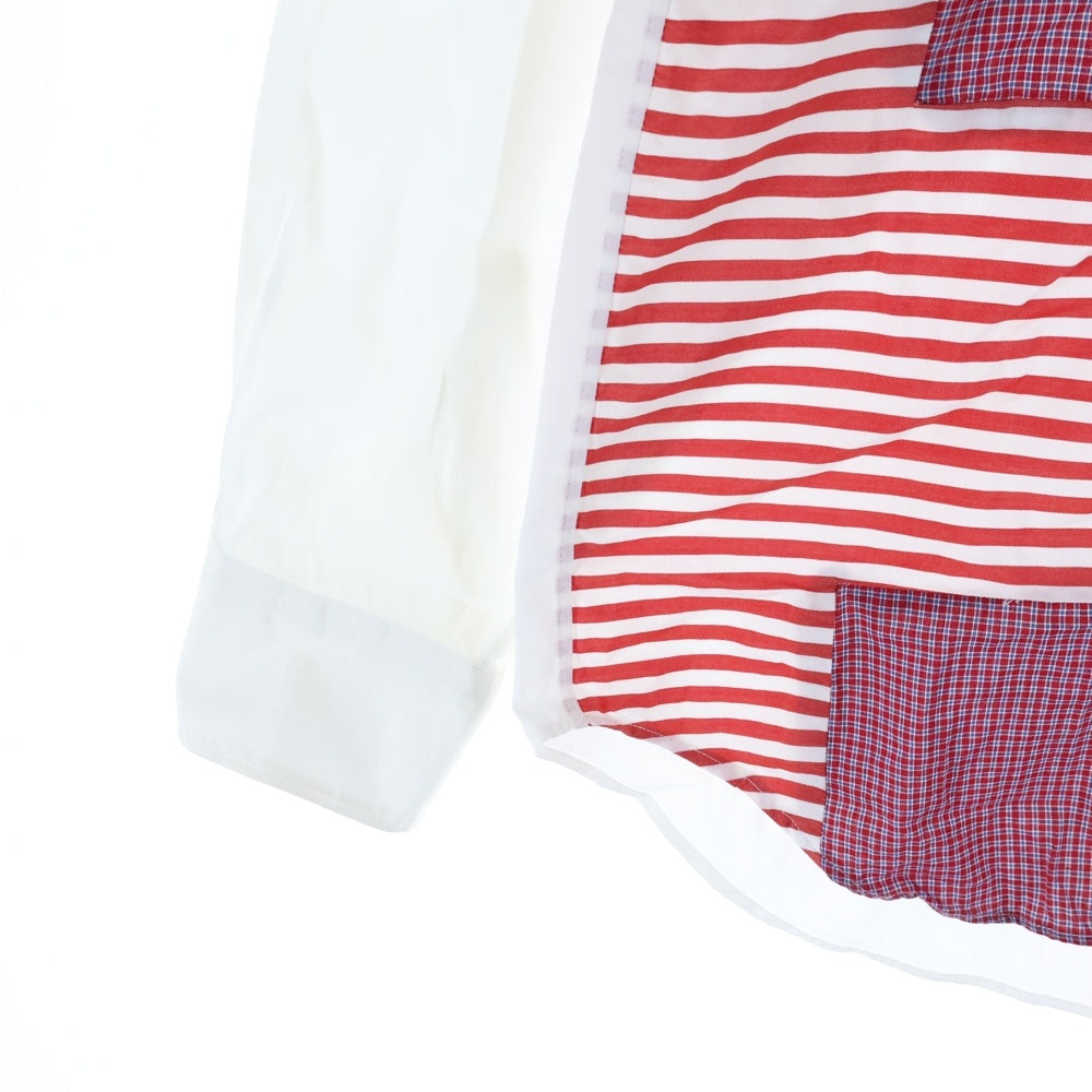COMME des GARCONS SHIRT(コムデギャルソンシャツ) 19AW フロントパッチワーク加工 長袖ボタンシャツ レッド/ホワイト W27081