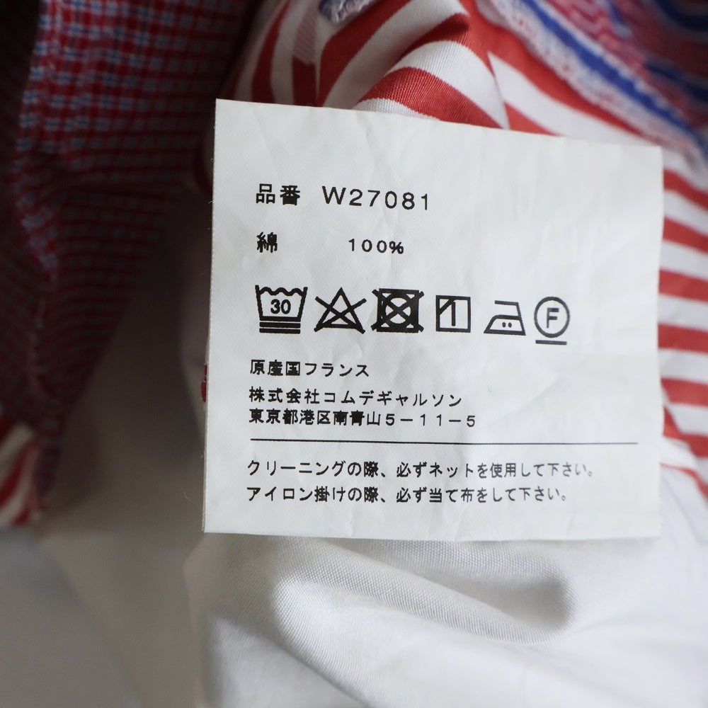 COMME des GARCONS SHIRT(コムデギャルソンシャツ) 19AW フロントパッチワーク加工 長袖ボタンシャツ レッド/ホワイト W27081