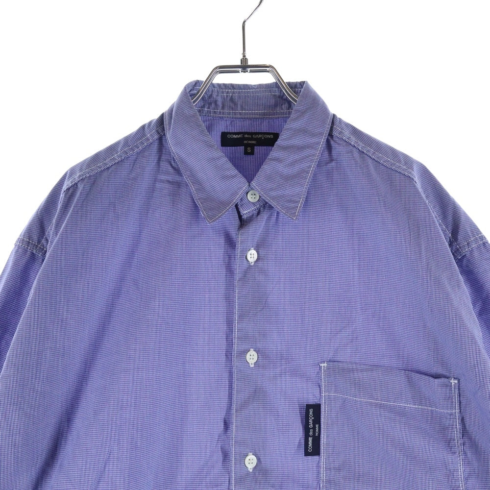 COMME des GARCONS HOMME(コムデギャルソンオム) 22AW AD2022 長袖ギンガムチェックシャツ ブルー HJ-B006