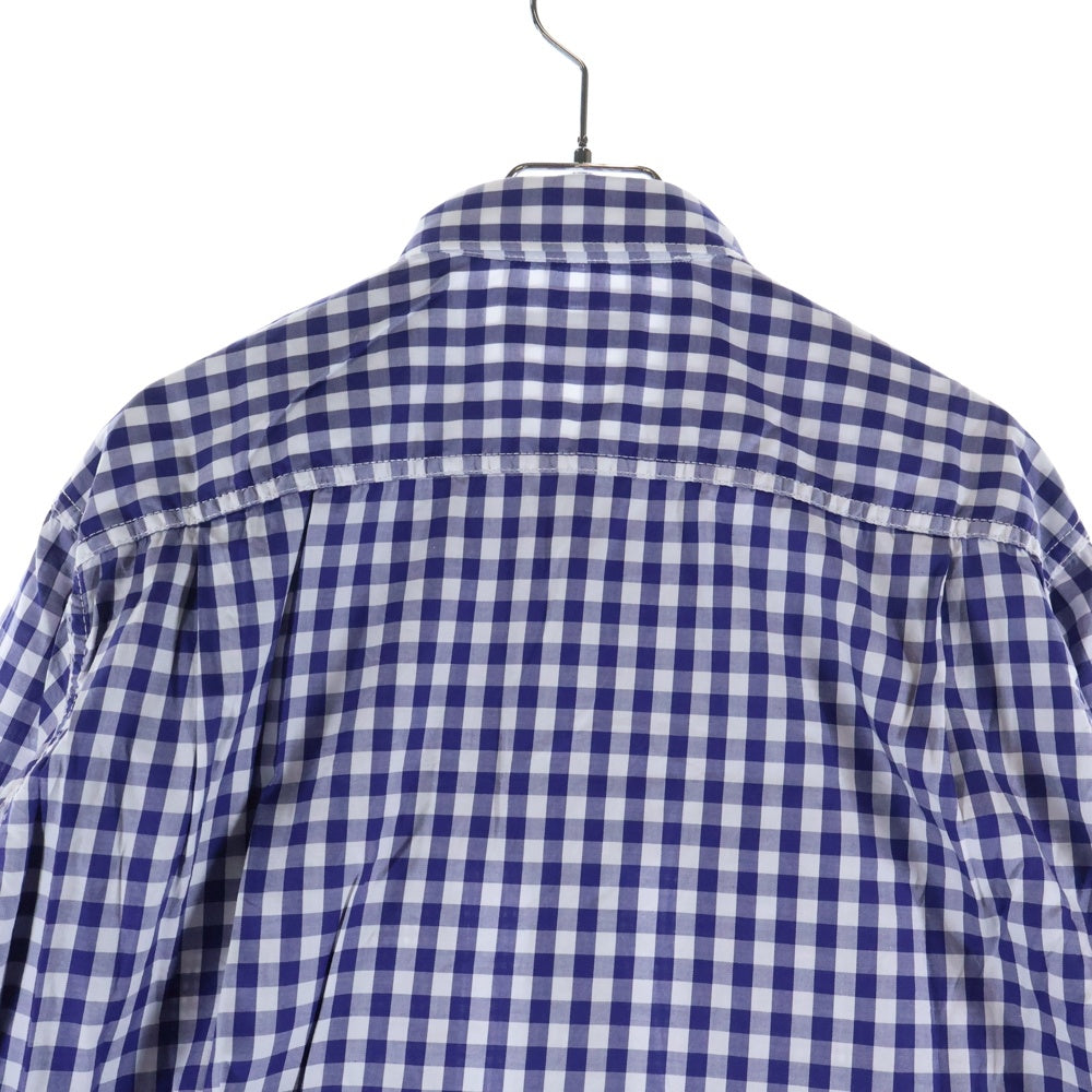 COMME des GARCONS HOMME(コムデギャルソンオム) 21SS AD2020 マルチポケット フロント切替 長袖チェックシャツ ブルー/ホワイト HG-B021
