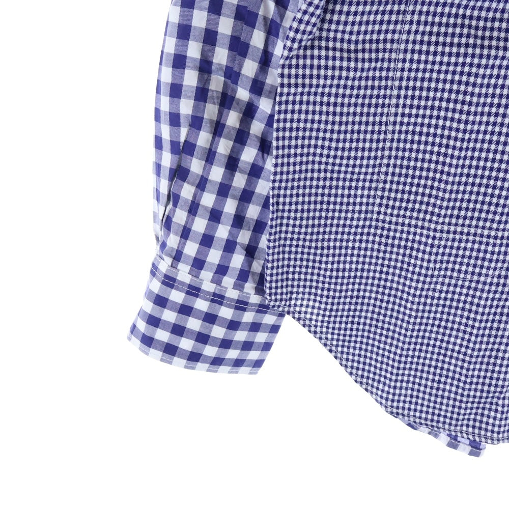 COMME des GARCONS HOMME(コムデギャルソンオム) 21SS AD2020 マルチポケット フロント切替 長袖チェックシャツ ブルー/ホワイト HG-B021