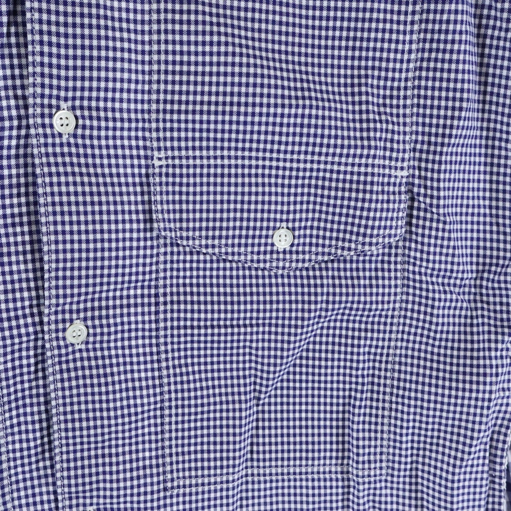 COMME des GARCONS HOMME(コムデギャルソンオム) 21SS AD2020 マルチポケット フロント切替 長袖チェックシャツ ブルー/ホワイト HG-B021