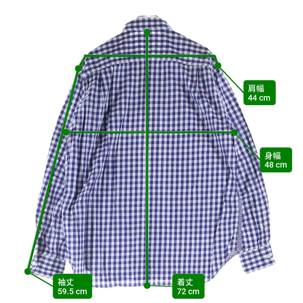 COMME des GARCONS HOMME(コムデギャルソンオム) 21SS AD2020 マルチポケット フロント切替 長袖チェックシャツ ブルー/ホワイト HG-B021